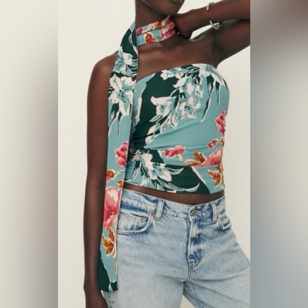 Reformation Lennon Strapless Scarf Top in Paloma Size 6